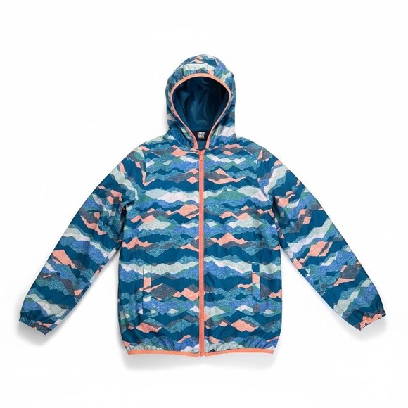 Lands End Kids Rain Jacket Waterproof Hooded XL 14 16 Teal Lightweight Coat - Picture 1 of 16